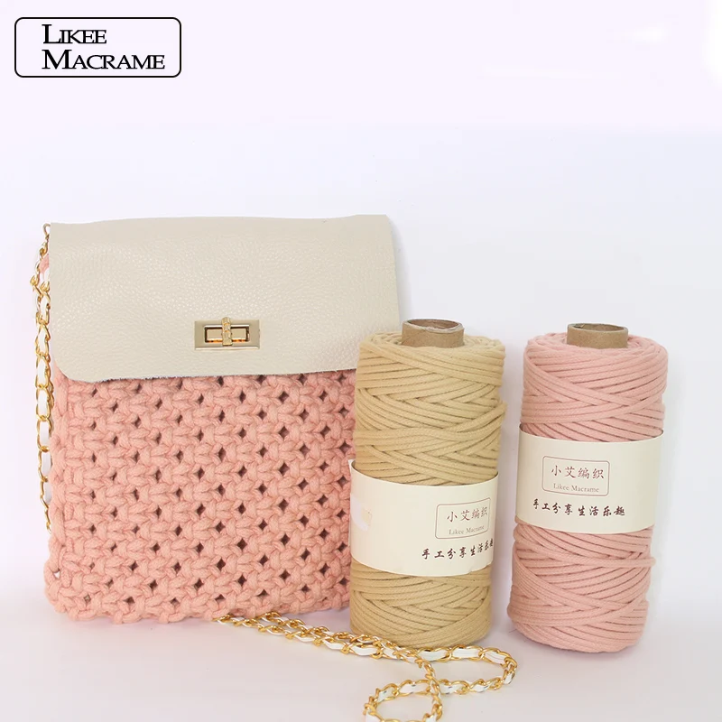 Шнур из 100% хлопка 4 мм цветной плетеный шнур с твердым сердечником для настенных