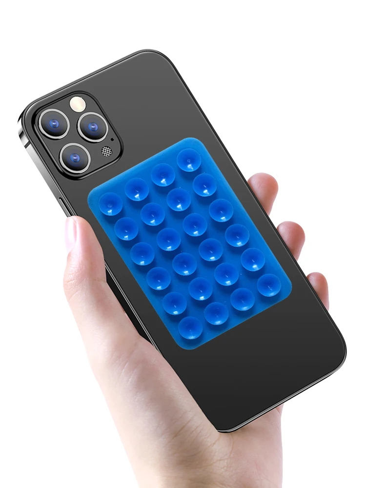ANKNDO Suction Cup Wall Mount Phone Holder Mat Multifunctional Square Anti-Slip Single-Sided Silicone Suction Cup Leather Case