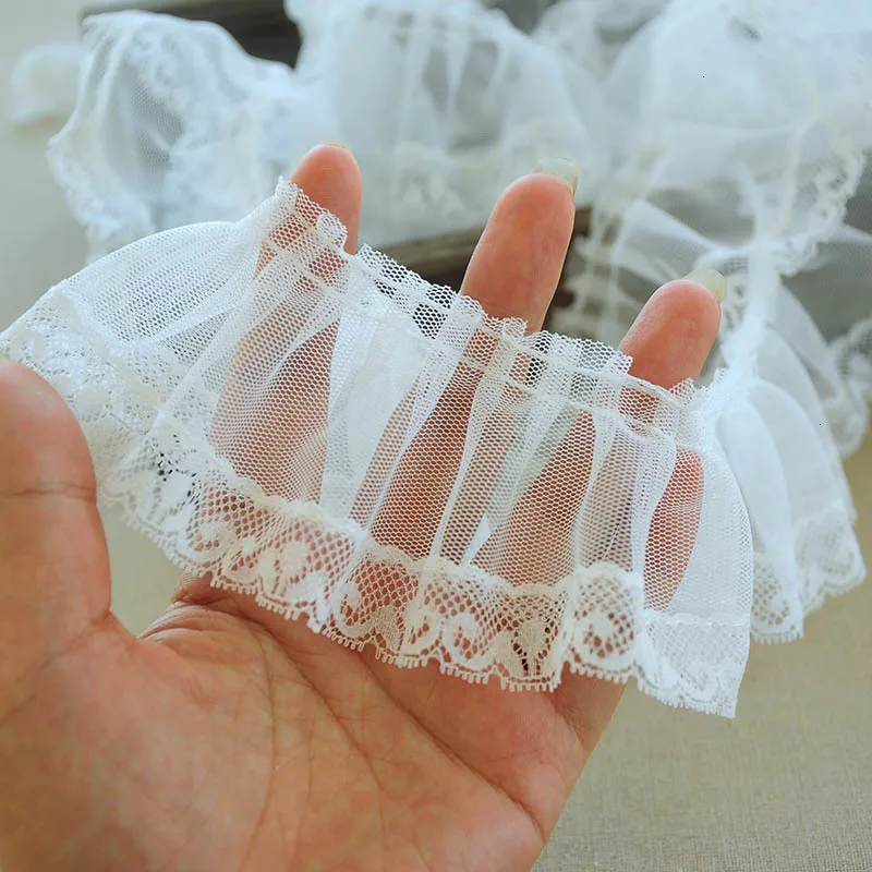 Роскошное белое Тюлевое 3d Плиссированное кружевное платье шириной 6 см вышитая