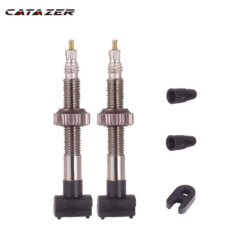 

Catazer 2pcs Bicycle Tubeless Tire Presta Valve 40mm/60mm/80mm Alloy Stem Brass Core for Mountain Road Bikes