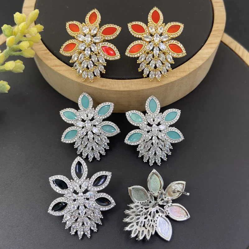 

Vanifin Fashion Jewelry Set Gorgeous Hyacinth Drip Oil Zirconia Inlay Necklace with Earrings and Ring for Women Party Best Gift