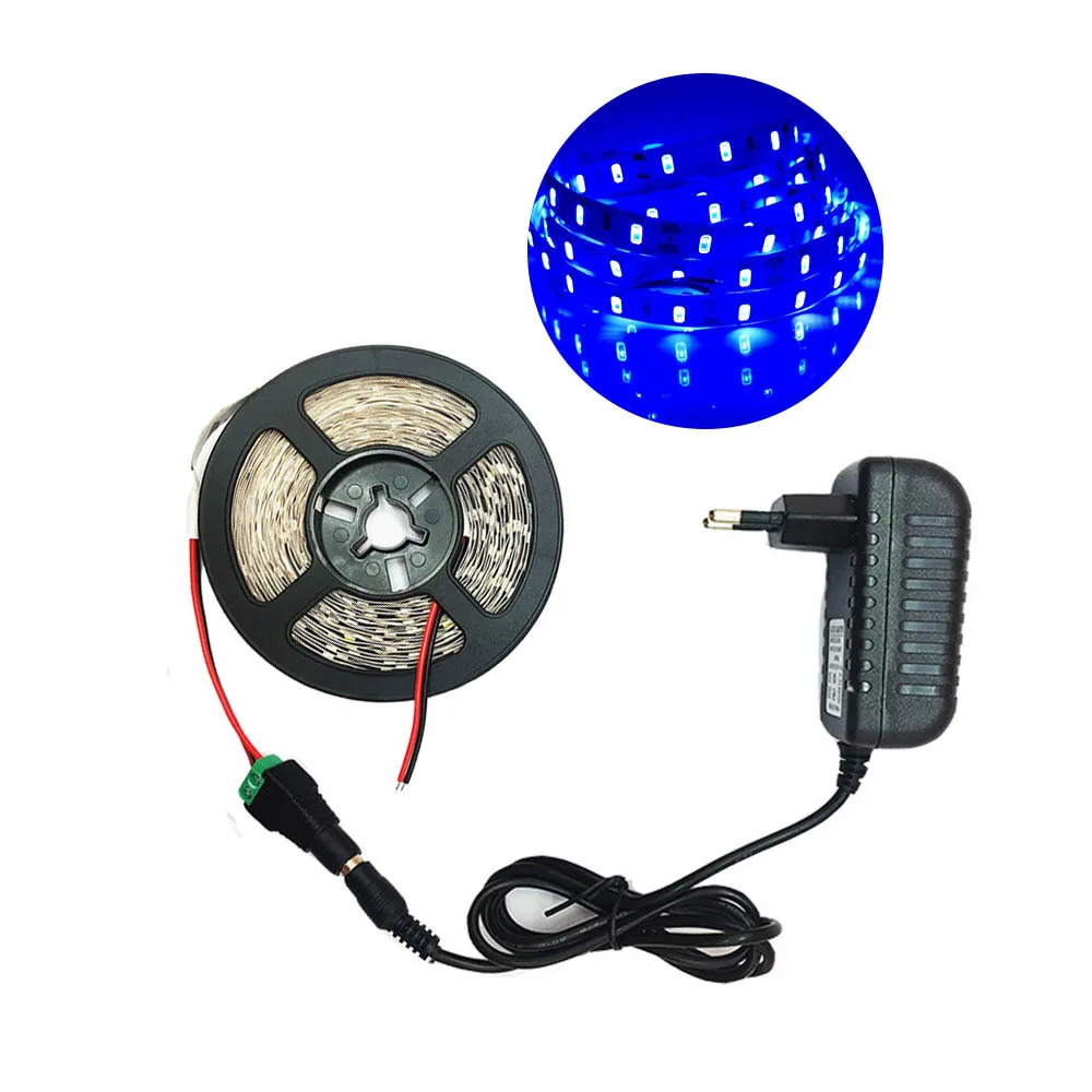 RGB Светодиодная лента 5 м 300 светодиодный s светодиодная лента световой полосы 12 В 2A Fiexble свет рождественский Настольный Декор лампа для ТВ фоновое освещение - Испускаемый цвет: Синий