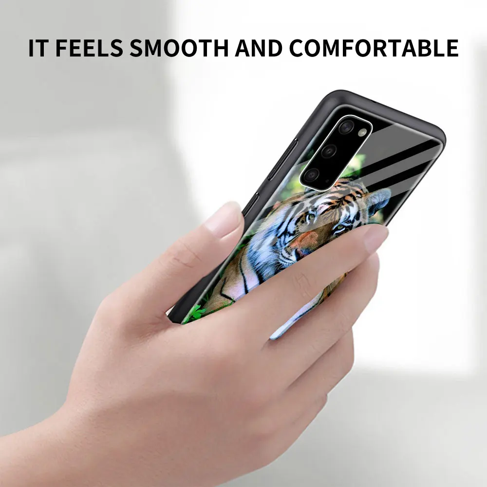 

Lion Tiger Animal Glass Case For Samsung Galaxy S21 S20 FE S10 S9 Plus Note 20 9 10 Lite S20Ultra Coque Phone Shell Cover