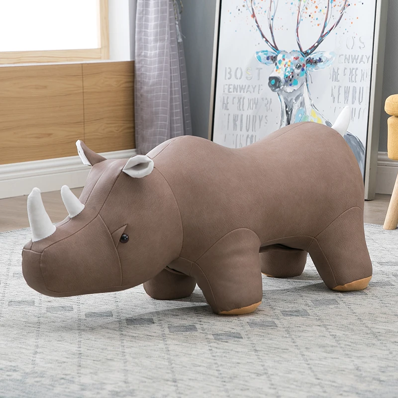 

Originality Rhinoceros Low Stool Sit Stool Footstool Gift Sofa Stool Animal Stool Changing Shoes Stool Home Furnishing Ornament