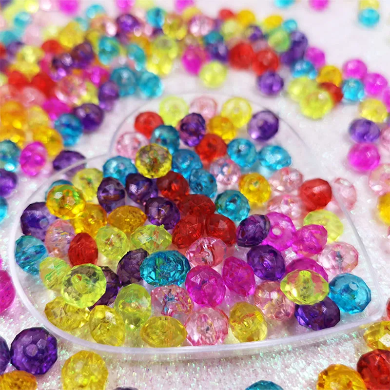 

500pcs/lot Faceted Beads 5mm*7mm Acrylic Rondelle Loose Spacer Round Beads for Jewelry Making DIY Accessories