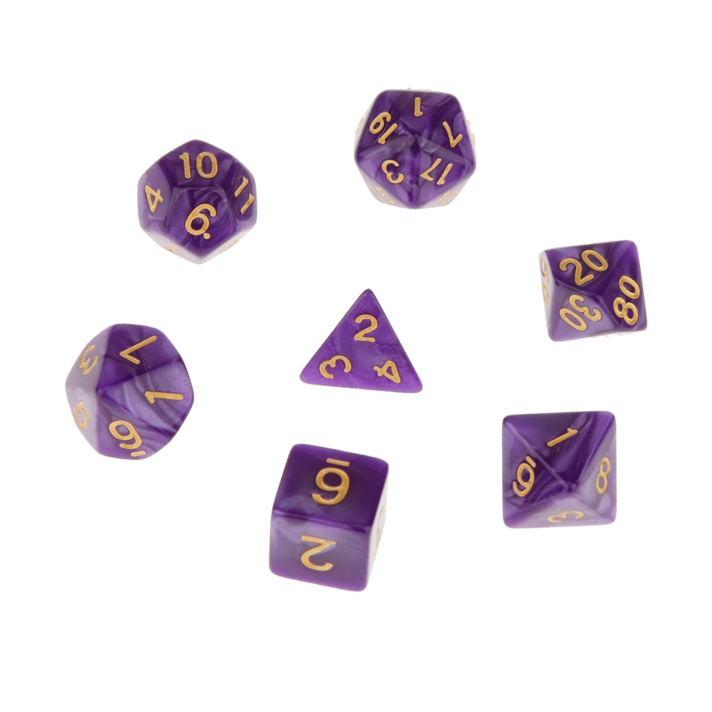7 шт многогранные кости для подземелий и драконов DND Dados RPG MTG настольная игра D20 D12 D10 D8 D6 D4 набор разноцветных кубиков и кубиков