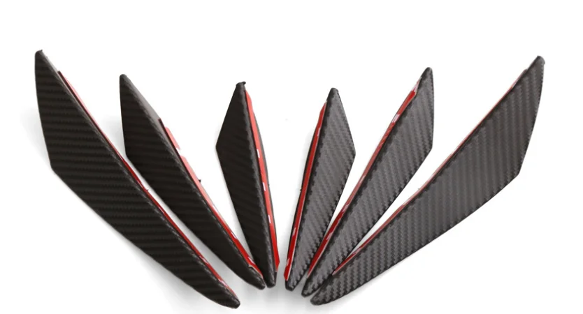 

6PCS Universal Car Carbon Fiber Spoiler 6X Front Bumper Flaps Splitter Spoiler Wing Car Modified Spoiler