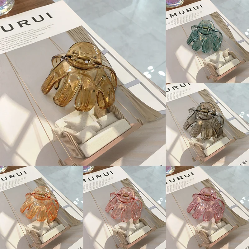 Модные большие заколки для волос в форме осьминога женщин и девочек пластиковые