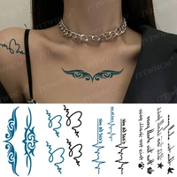 heartbeat temporary tattoo for women sexy body stickers crown small tattoo wave lines fake tattoo art hand chest tatto for kids