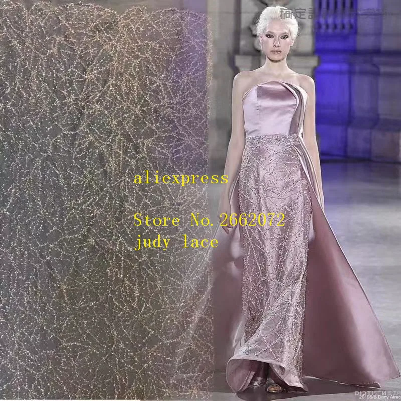 

5 ярдов/упаковка, блестящая ткань цвета шампанского для свадебного платья, CH74