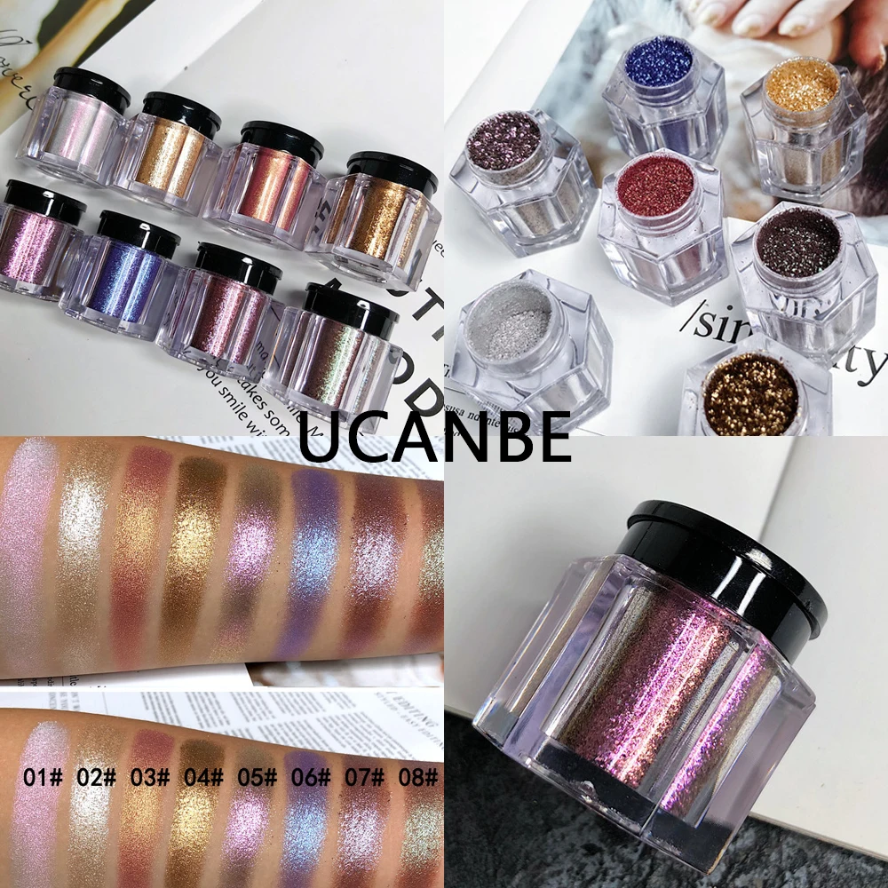 UCANBE фирменные двуххромовые блестящие тени для век пудра металлик блестящий