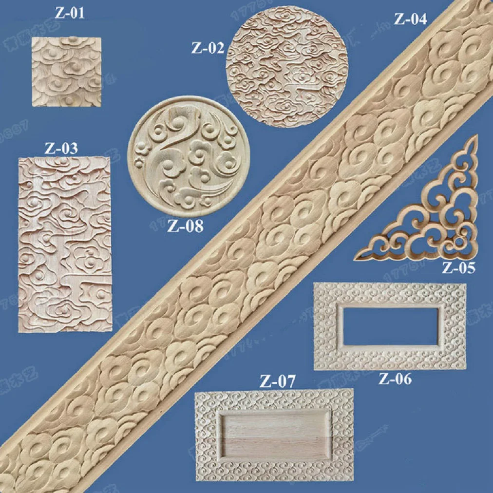 

Decorative new solid wood relief wood line background wall Xiangyun wood carving flower angle flower round square