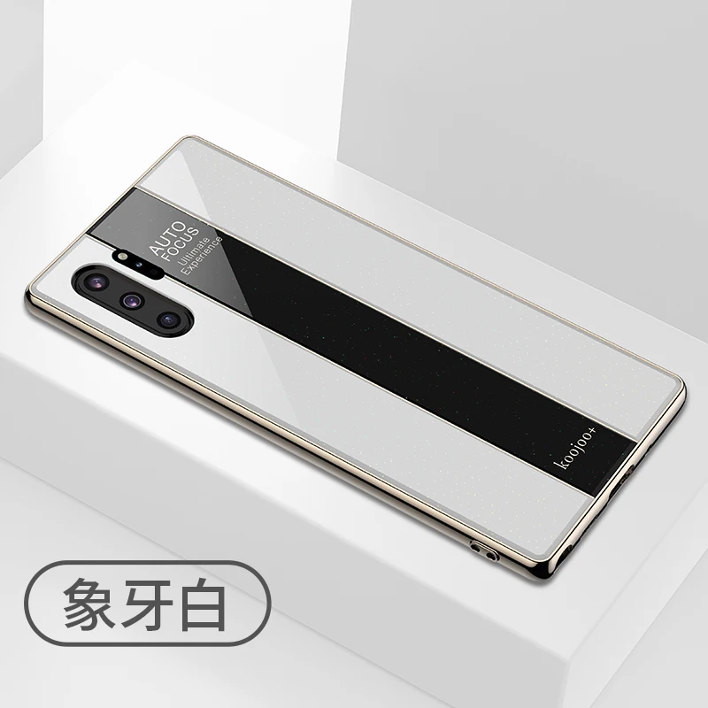 Белый Чехол для телефона для samsung Galaxy Note 10 Plus, чехол, противоударное покрытие, TPU+ PC, стеклянная зеркальная крышка для samsung Note10 9 8 S9 S8 Plus - Цвет: Белый