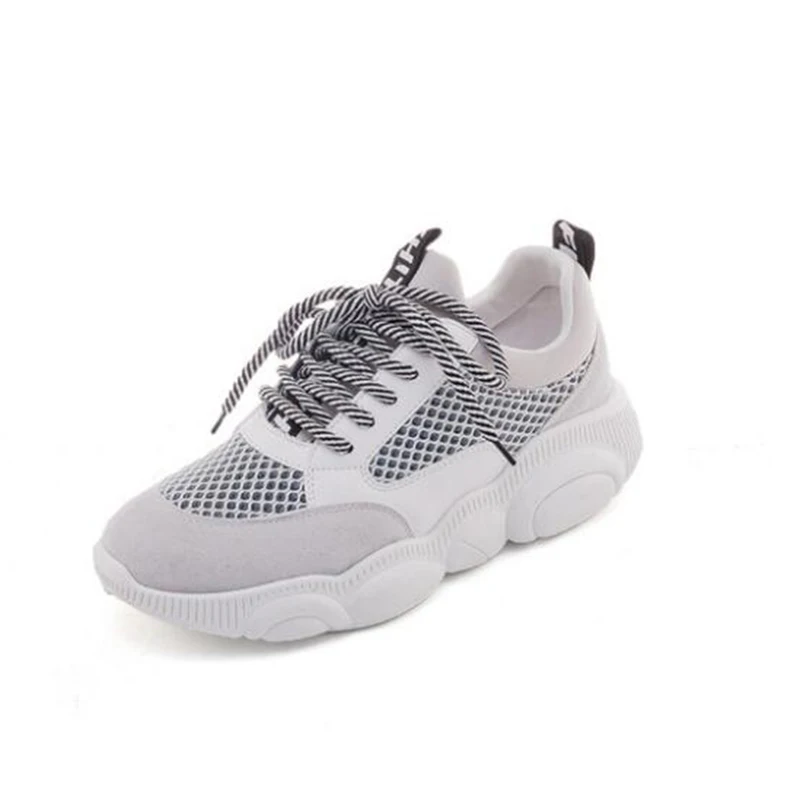 Новые осенние сетчатые женские кроссовки на платформе с милым медведем Модные