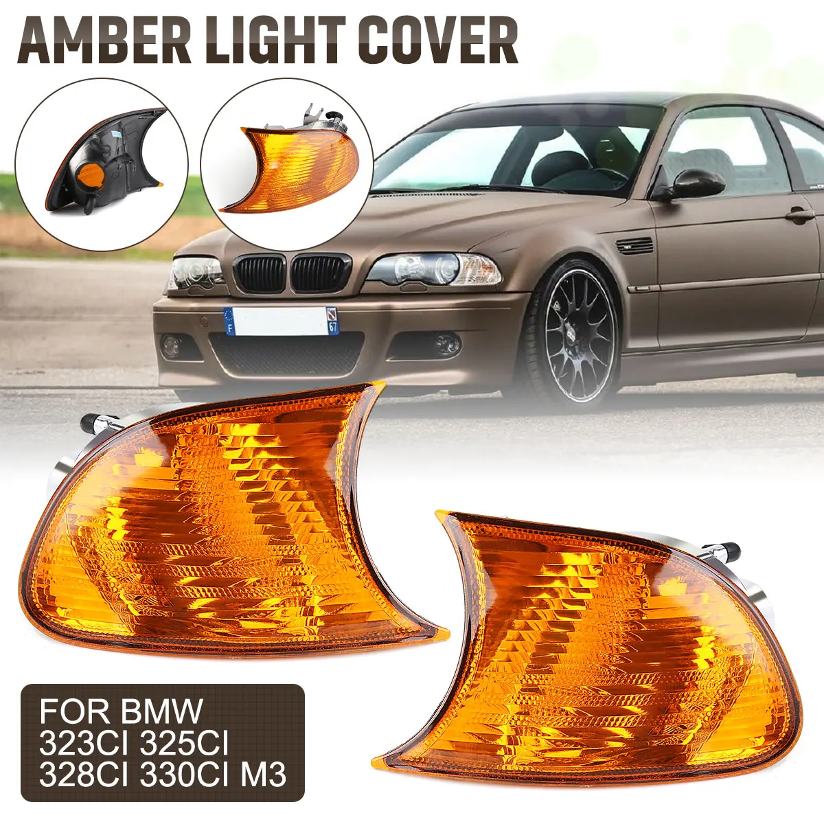 Для BMW E46 3 серии M3 передняя левая/правая желтая парковочная лампа освещение для