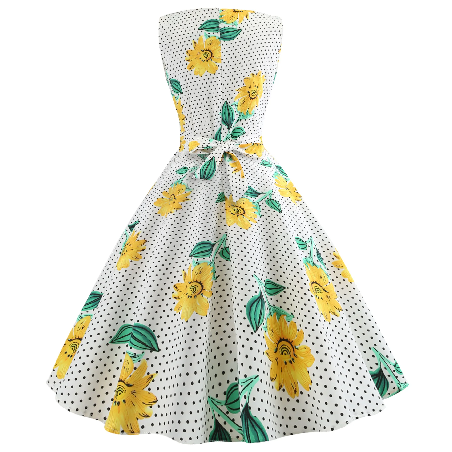 Винтажное Цветочное платье, женское вечернее платье без рукавов, 50s 60 s, элегантное рокабилли, сексуальное платье с поясом размера плюс, офисное платье