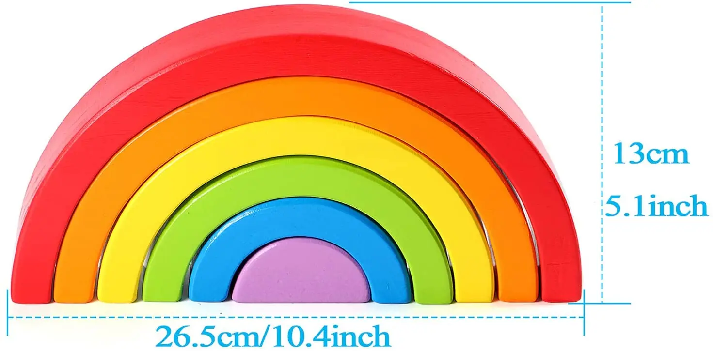 

Wooden Rainbow Stacking Nesting Puzzle Educational Toys for Children, Toddlers and Toddlers