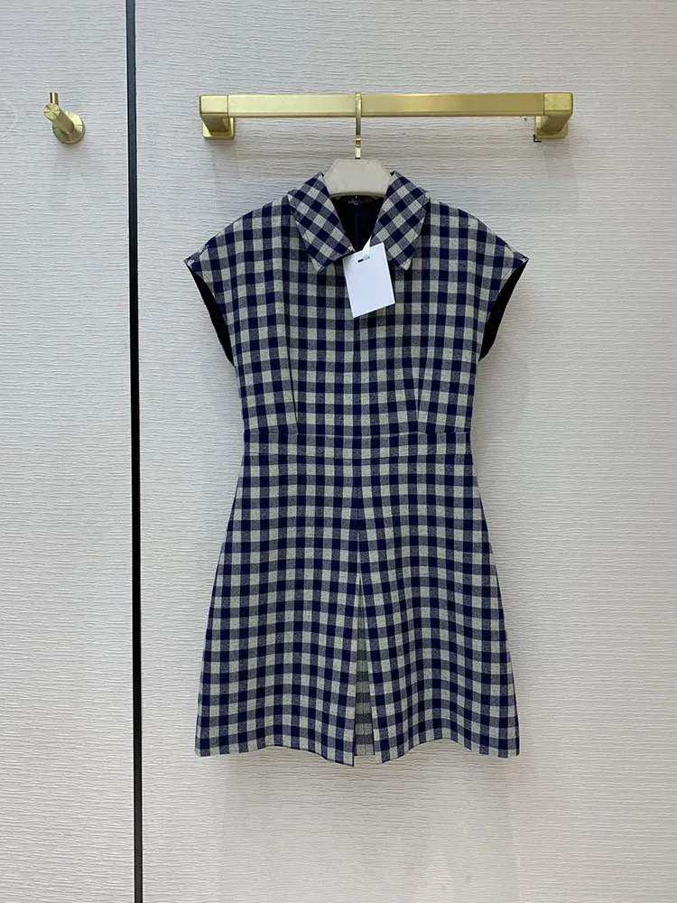 

Брендовое роскошное шерстяное женское мини-платье 100% на шелковой подкладке, новинка, ТРАПЕЦИЕВИДНОЕ короткое платье без рукавов с узкой та...