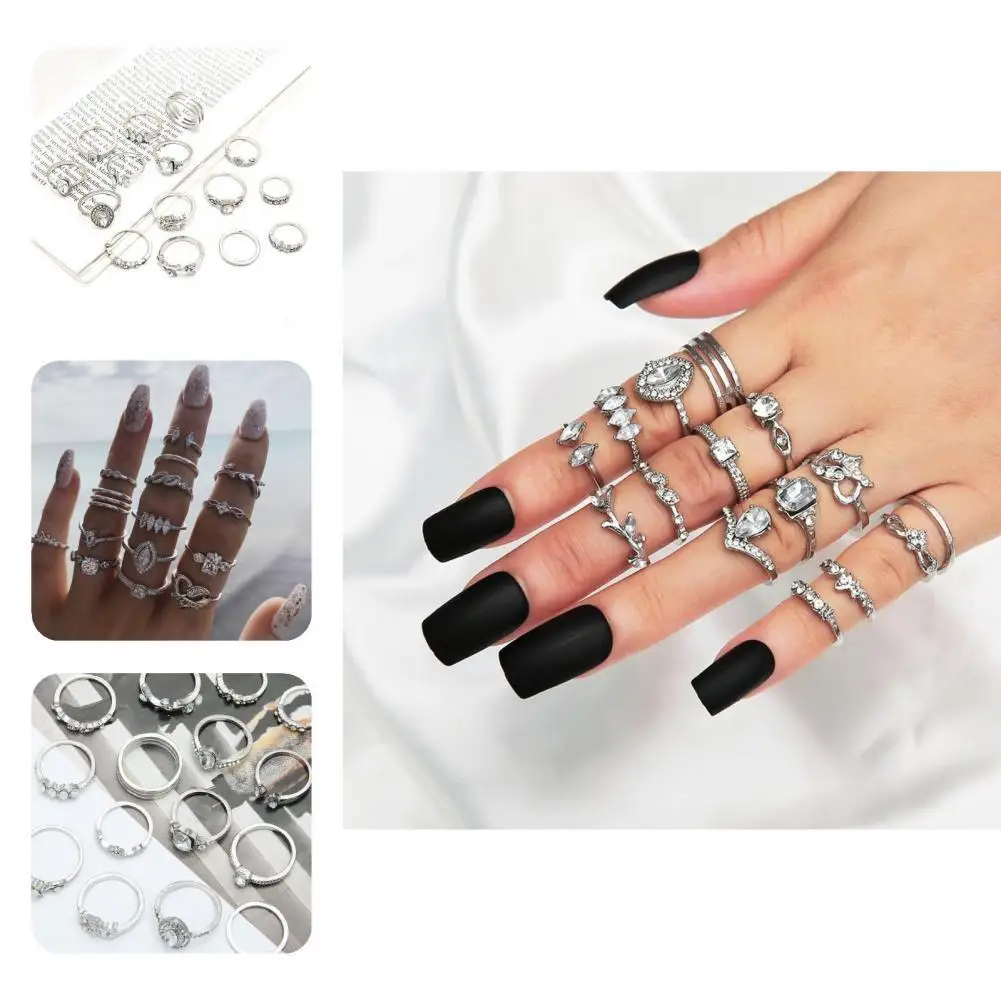 

Exquisite Women Ring Fine Workmanship Alloy Trendy Hollow Out Women Ring Opening Ring Ladies Ring 15Pcs