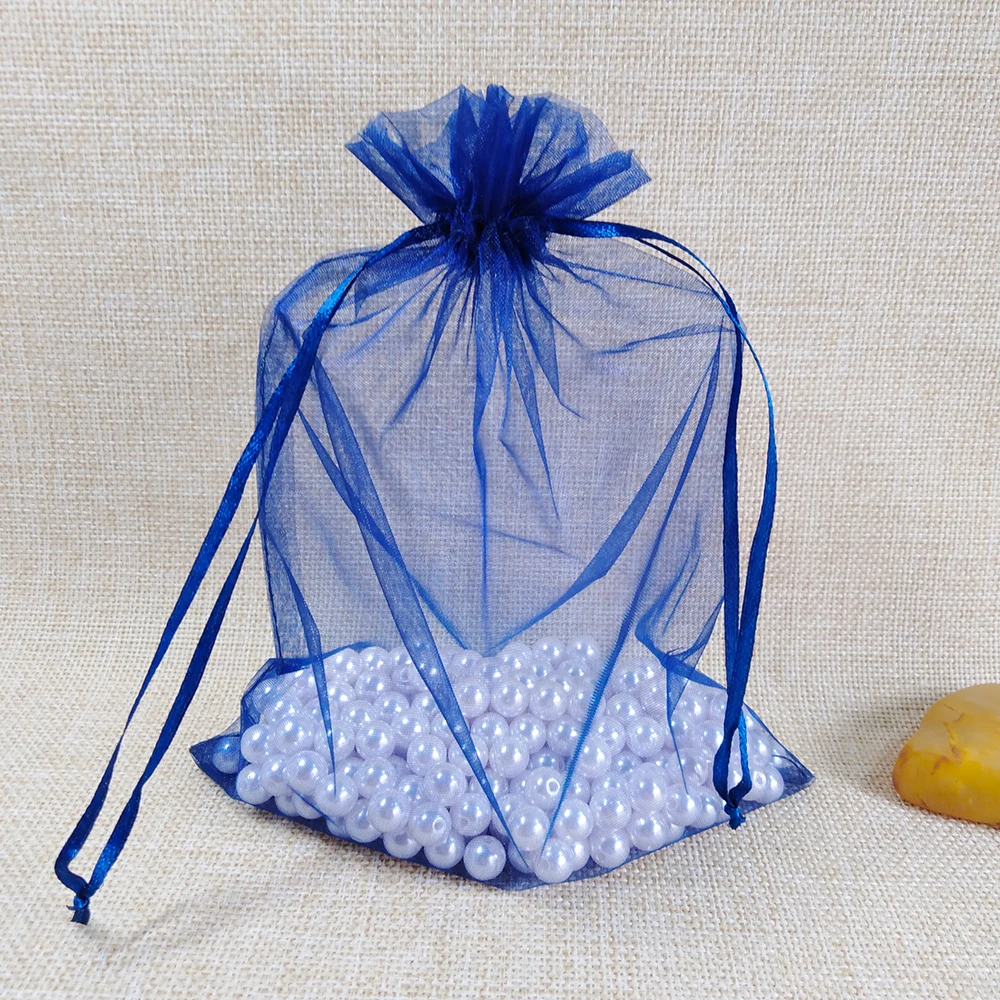 Navy Blue 25 шт. 17x23 20x30 25x35 30x40 см Упаковка для ювелирных изделий растягивающиеся сумки из органзы, подарочные сумки и сумки для свадебной вечеринки, упаковка для ювелирных изделий - Цвет: Navy Blue