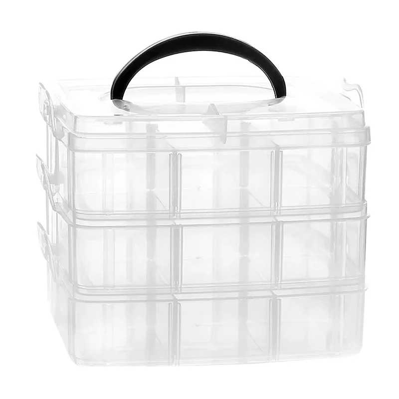 

3 layers 18 grid removable storage box earring stud Organizer Multifunction Jewelry king tights toy Lego plastic storage box
