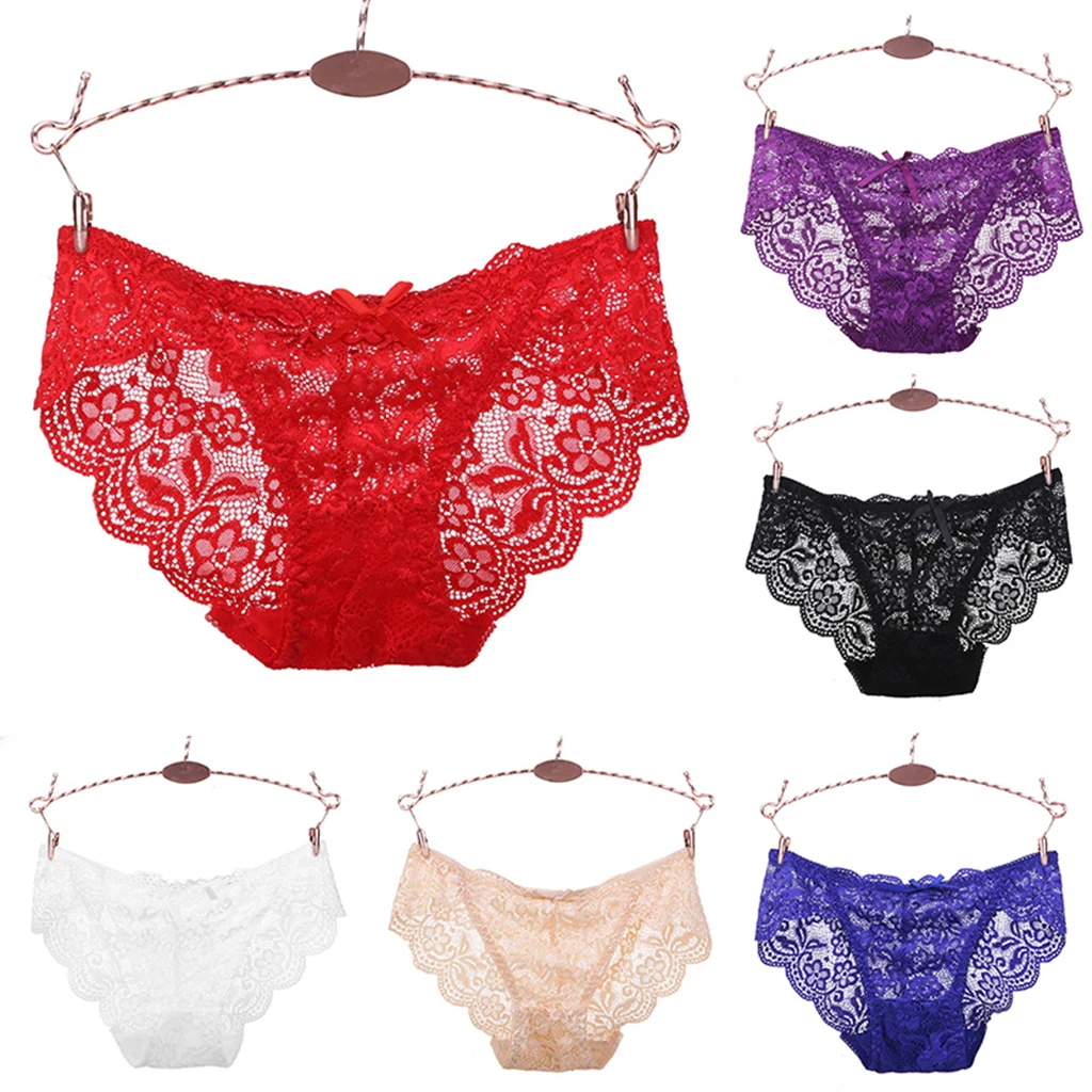 

Floral Sexy Lace Briefs Low Rise Panties Bikini Panty Mesh Net Sheer Underwear Underpants for Women