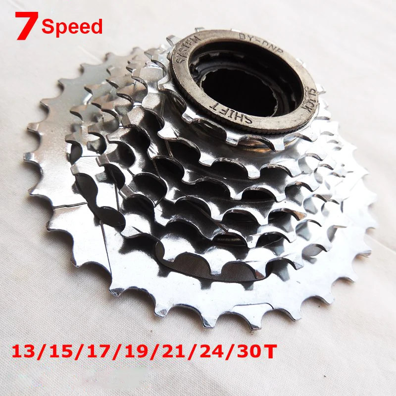7 Speed 13-30T 7/8 скорость 13-32T Cog кассета позиционирования маховик MTB Горный шоссейный велосипед свободного хода Велосипед маховик Металлическая резьба звездочка - Цвет: 7 Speed 13-30T