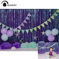 allenjoy smash cake child photography background purple balloons under the sea mermaid backdrop birthday kid portrait photocall