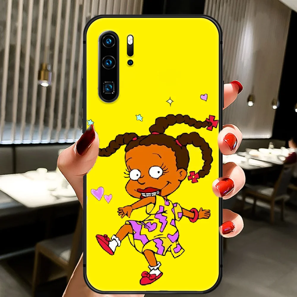 

Cartoon Cute Rugrat Phone Case Cover Hull For Huawei P8 P9 P10 P20 P30 P40 Lite Pro Plus Smart Z 2019 black Etui Painting Bumper