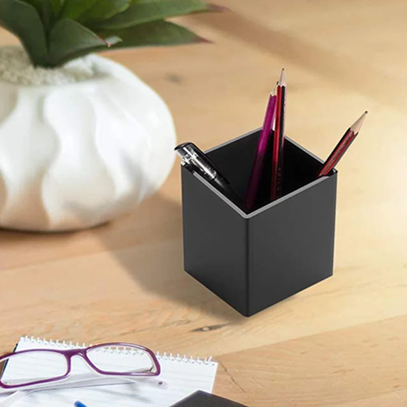 

Acrylic Pen Holder 2 Pack, Desktop Pencil Cup Stationery Organizer for Office Desk Accessory ,Black