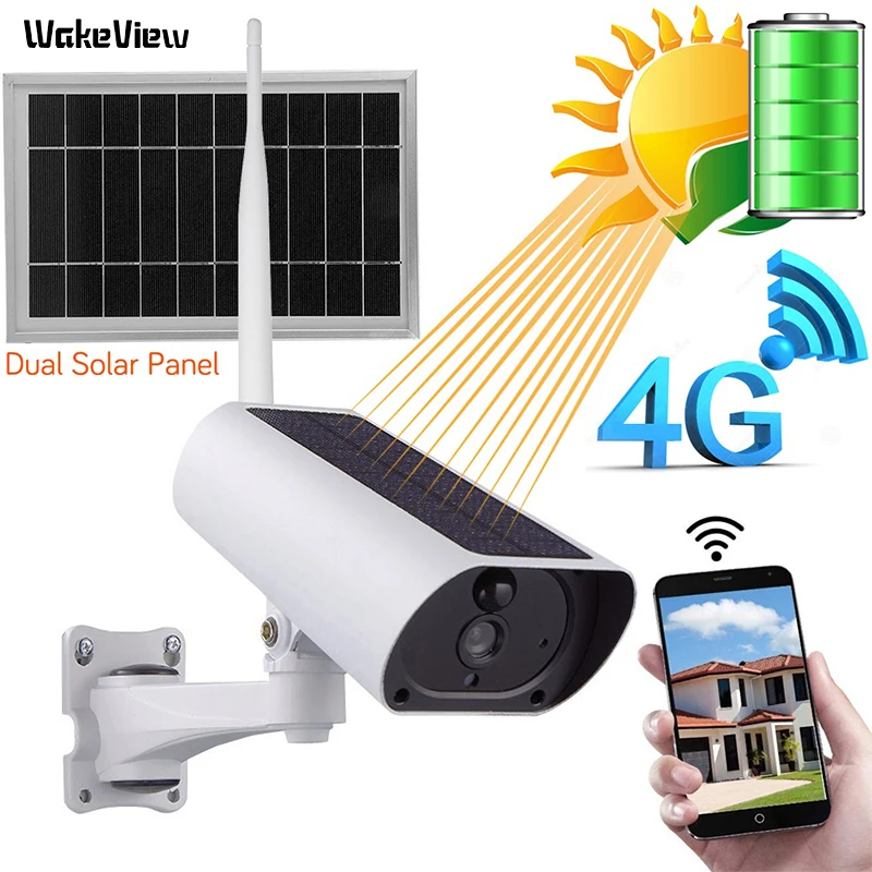 WakeView уличная HD 1080P Wi-Fi 4G Солнечная камера, охранное наблюдение, аудио домашняя камера безопасности, Wifi, водонепроницаемая, PIR APP IR
