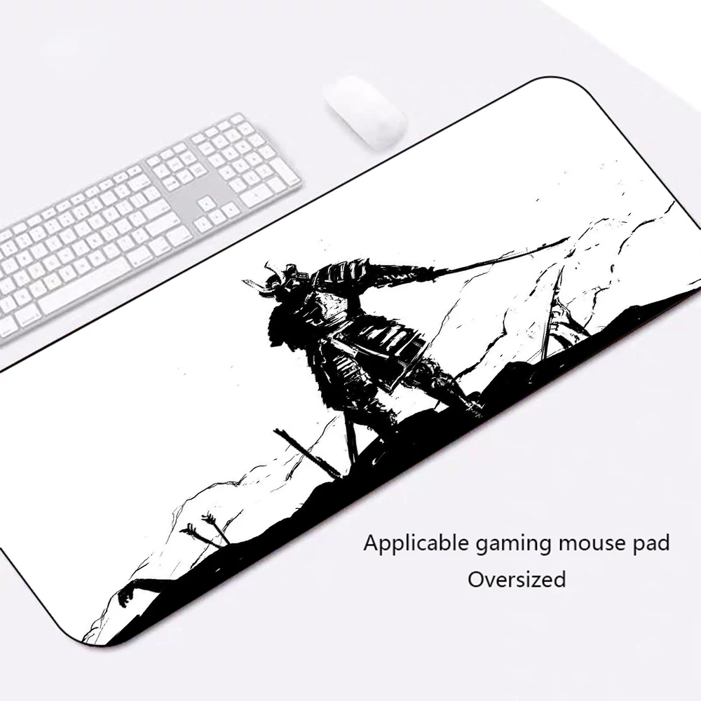 

GuJiaDuo Black and White Large Mouse Pad Xxl Japanese Samurai Gamer Accessories Mini PC Laptop Office Non-slip Keyboard Rug Mat