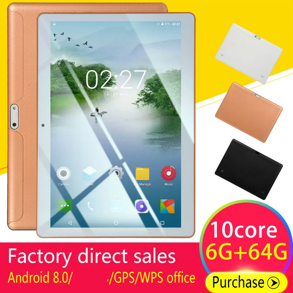 2 5 D экран металла 10 дюймов Android 8 0 планшетный ПК Octa Core Dual Камера 2.0MP/5.0MP Оперативная