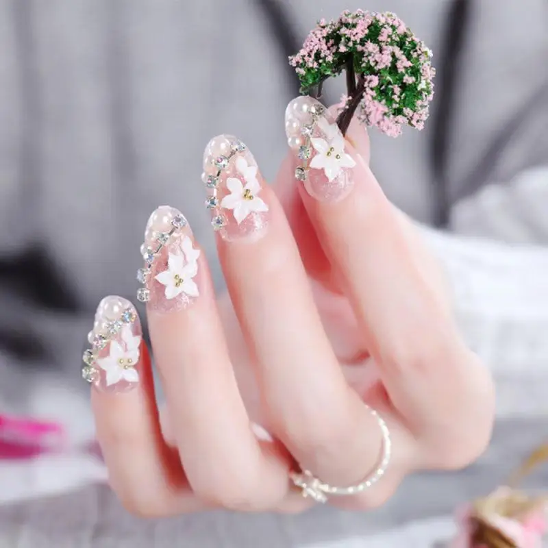 24 шт. искусственные ногти с цветком|Накладные ногти| |