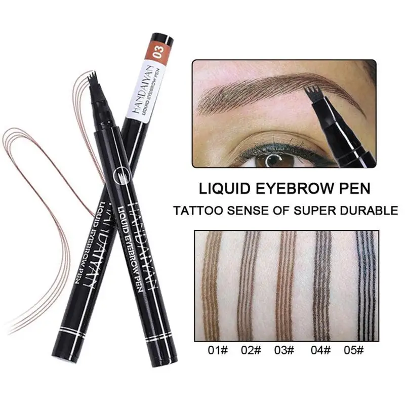 

Beauty Four Eyebrow Pencil Long Lasting 3D Fork Waterproof Pencil Brow for Fashion Girls 5 Color