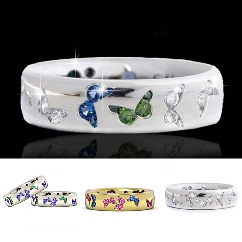 

Unique Simple Jewelry Individuality Cute Girls Fashion Exquisite Butterfly Ring European American Style Glamour Finger Ring