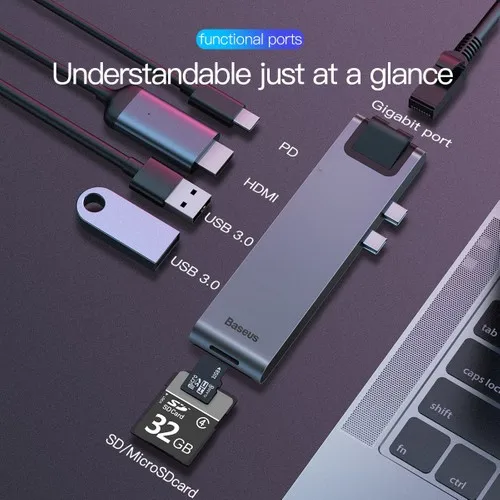 Baseus Thunderbolt C + Pro 7 In 1 Smart Hub Docking Station