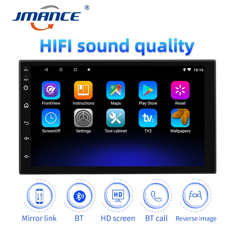 jmance 2g32g adjustable fm 1din 7 inch car stereo radio android 9 1 contact screen gps navigation car radio player free global shipping