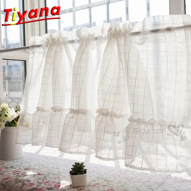 1 шт. белая короткая занавеска из вуали сетчатая кухонная прозрачная