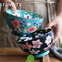 fancity high end exquisite hand painted ceramic tableware noodle bowl salad bowl porridge bowl breakfast bowlcereal bowl