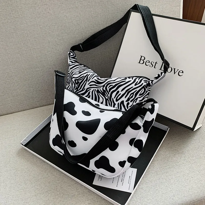 

Fashion Canvas Women's Shoulder Bag New Print Striped Crossbody Bags for Women 2021 Summer Nylon Zipper Handbag Luxury Designer