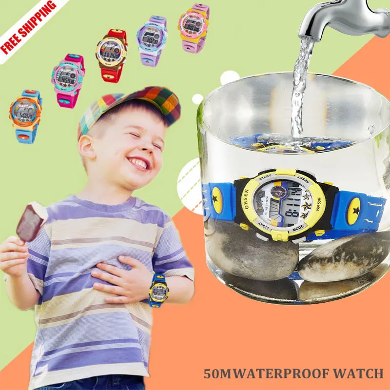

SYNOKE Military Wristwatch Kids Sport Watches 50M Waterproof Electronic Stop Watch Clock Children Digital Watch For Boys Girls