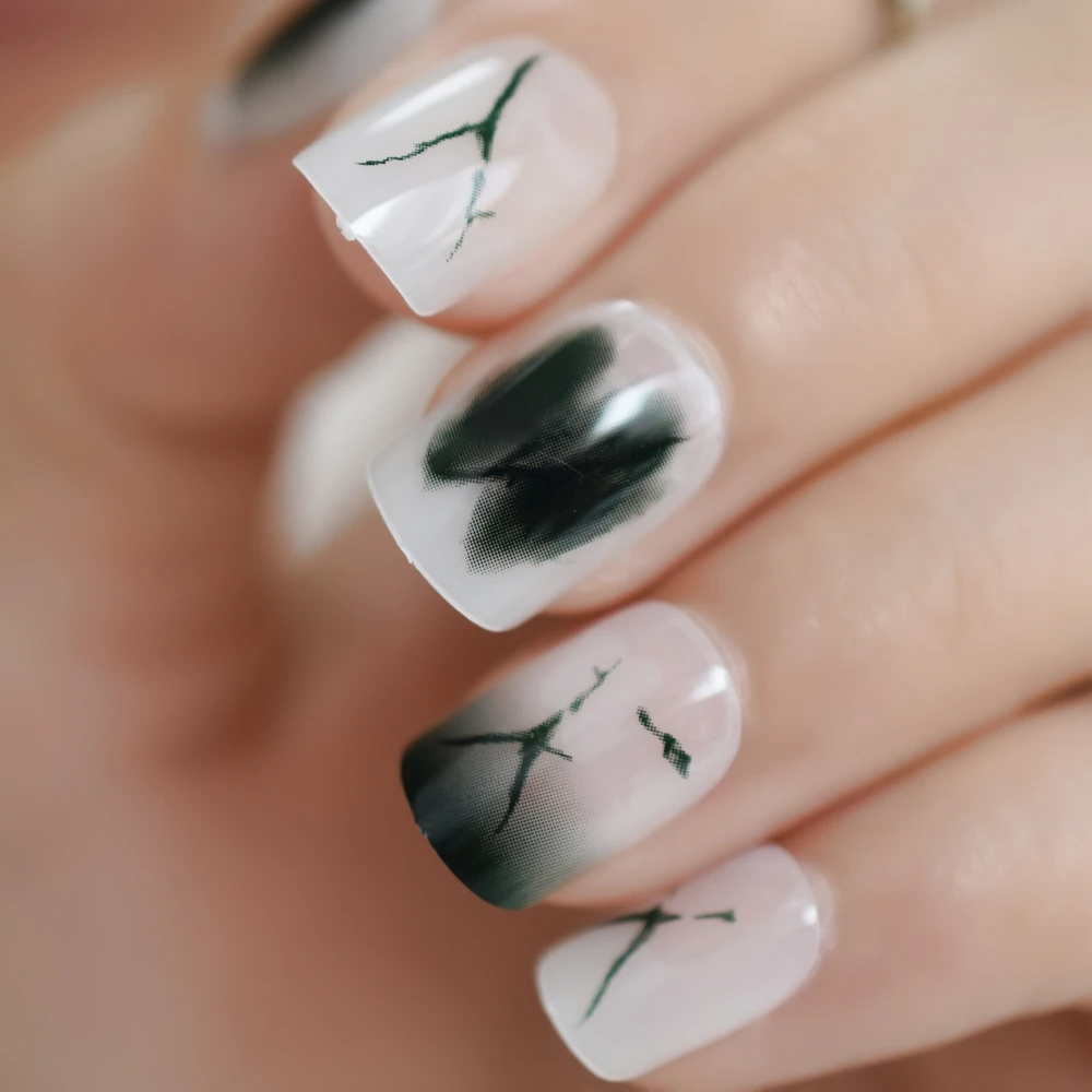 Выцветающие накладные ногти Короткие молочные белые дамские для ежедневного