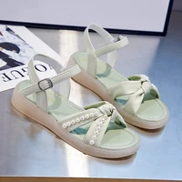 womans flat sport sandal elegant beach summer dresses womens sandals 2021 shoes for comfy string bead thick bottom 35 38 39 40
