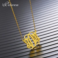 custom name initials monogram charm necklace stainless steel gold personalized necklaces custom letter charm choker necklaces