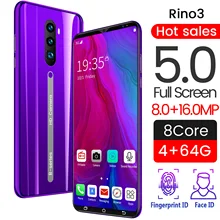 Rino3 Pro 5.8 Inch Screen Android Phone Purple Water Drop Screen Smartphone Solid Color 8MP+16MP 8 Core 4000mAh Mobile Phone