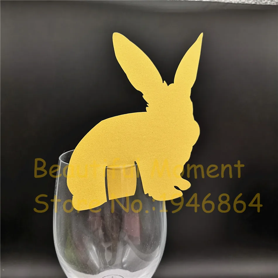 60 шт. золотой милый кролик лазерная резка настольный Марка винный бокал именные