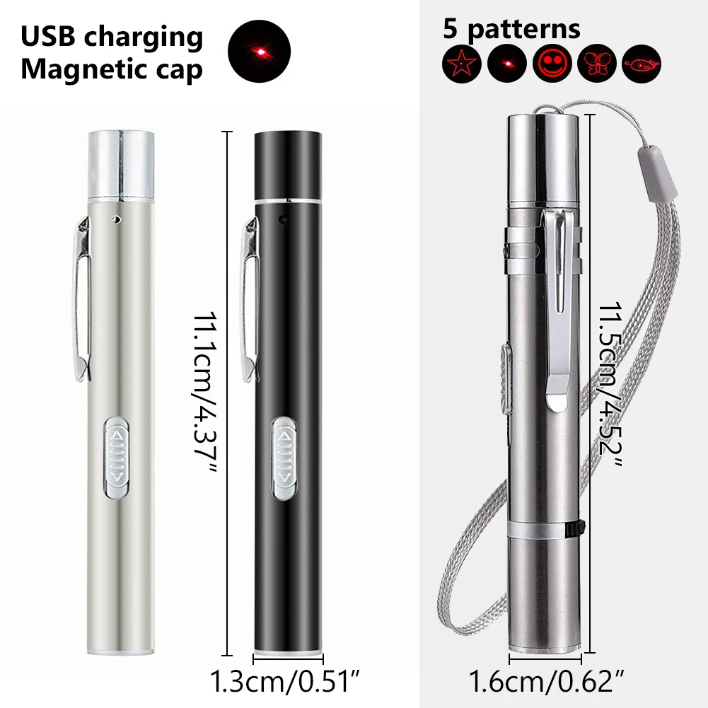 Лазерная указка зарядка от USB ручка 3 в 1 игрушка для тренировки питомца красная