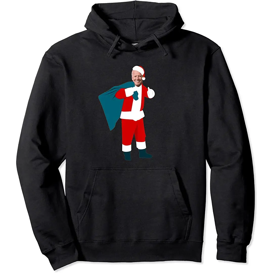 

santa claus president joe biden blue christmas Pullover Hoodie