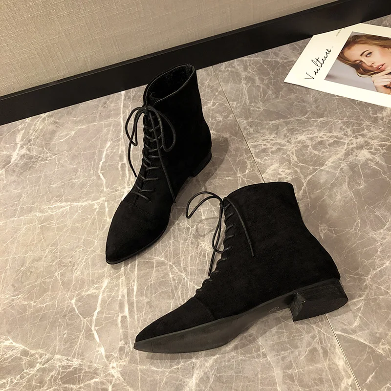 Low Heels booties Brand Women's Shoes 2020 Lady Boots Lace Up Chelsea Clogs Platform Fashion Ladies Rock Rubber | Обувь